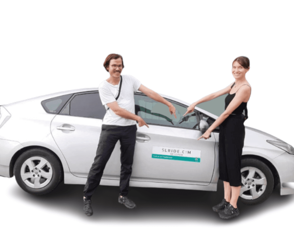 Private chauffeur tour Sri Lanka — couple with SL RIDE sedan